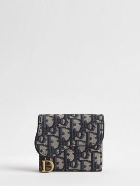 DIOR | ✨LIKE NEW✨ Saddle Lotus Wallet in Blue Dior Oblique Jacquard